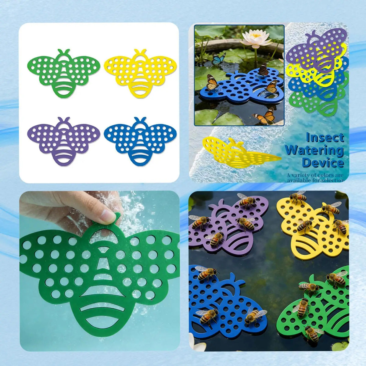 4-Pack Floating Bee Island Waterer – Anti-Drowning Drinking Tray