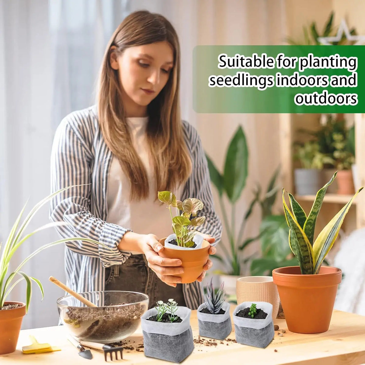 Fabric Plant Seedling Bags 100–1000PCS | Eco Nursery Pots