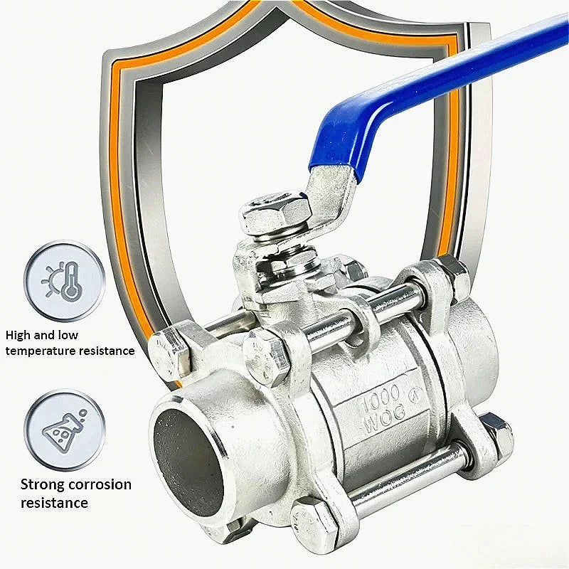 Stainless Steel BSP Three-Piece Ball Valve 1/2"–2" DN15–50