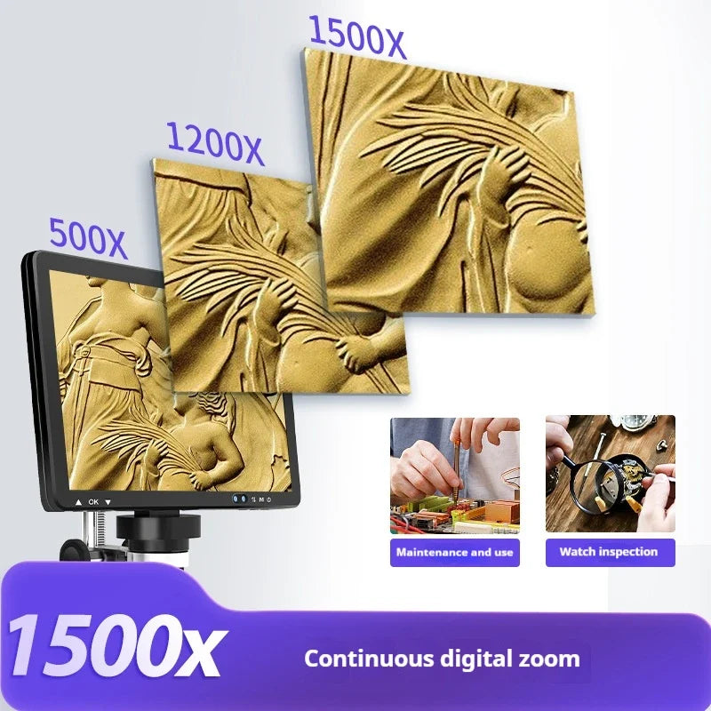 10.1" 1080P IPS Digital Microscope – 500x HD Zoom Screen