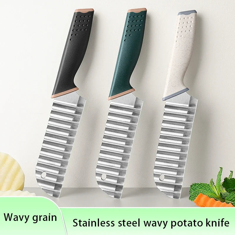 Stainless Steel Crinkle Cut Knife – Wavy Fry & Veggie Slicer