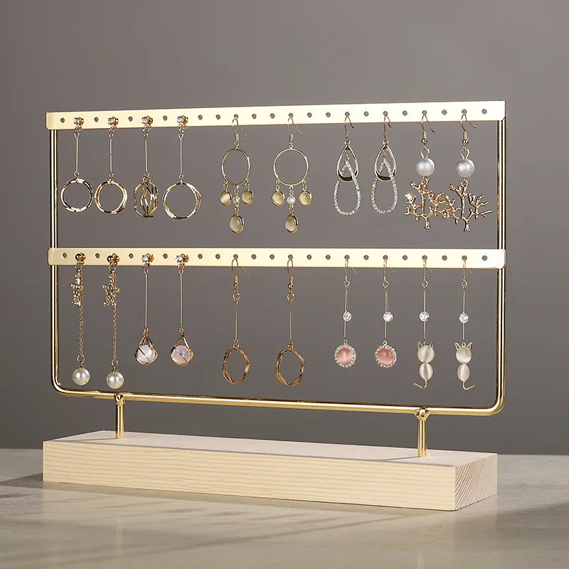 Solid Wood Iron Earring Holder Rack – Multi-Tier Jewelry Display