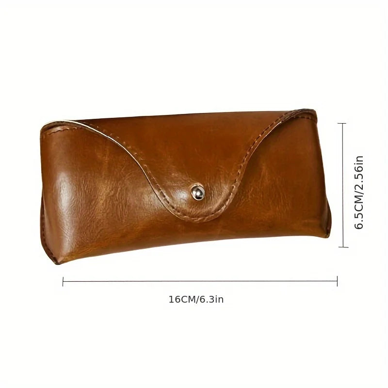 Faux Leather Eyewear Case Portable Snap Button Glasses Box Handmade