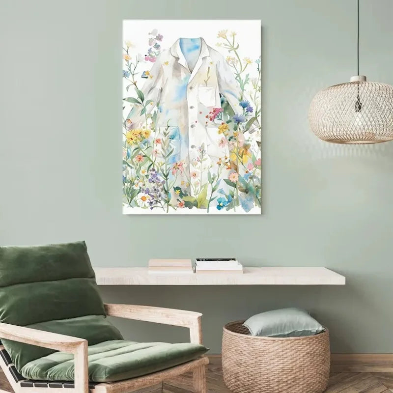 Retro Science Microscope Botanical Canvas Wall Art Poster Print