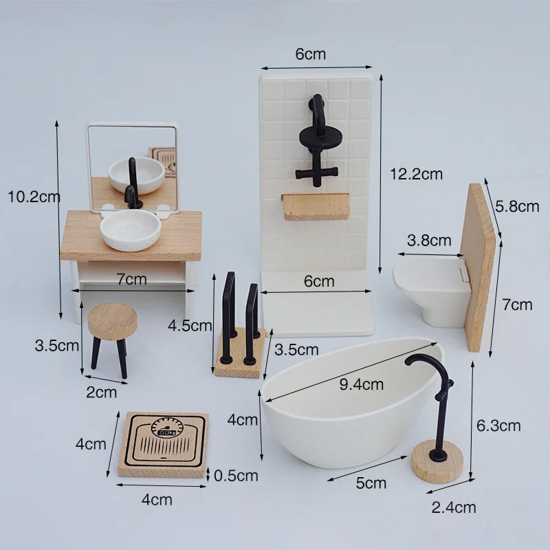 1 12 Dollhouse Simulation Bathroom Toy White Wash Basin Toilet Model