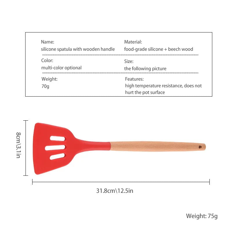SHIBO Silicone Spatula Turner Set – Egg, Fish & Slotted Shovel