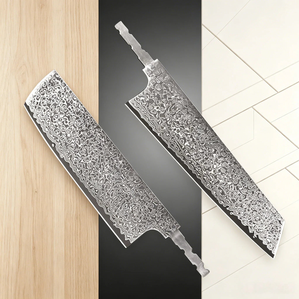Damascus Steel Blank Blade – DIY Chef & Cleaver Knife 1-2 Pcs