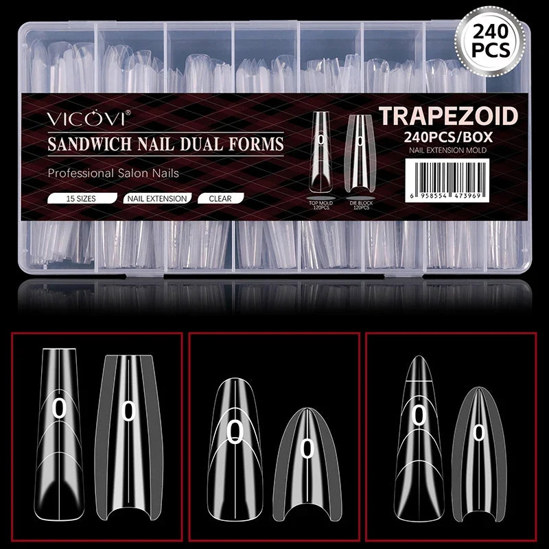 240pcs Sandwich Dual Nail Extension Forms – Oval Top & Bottom