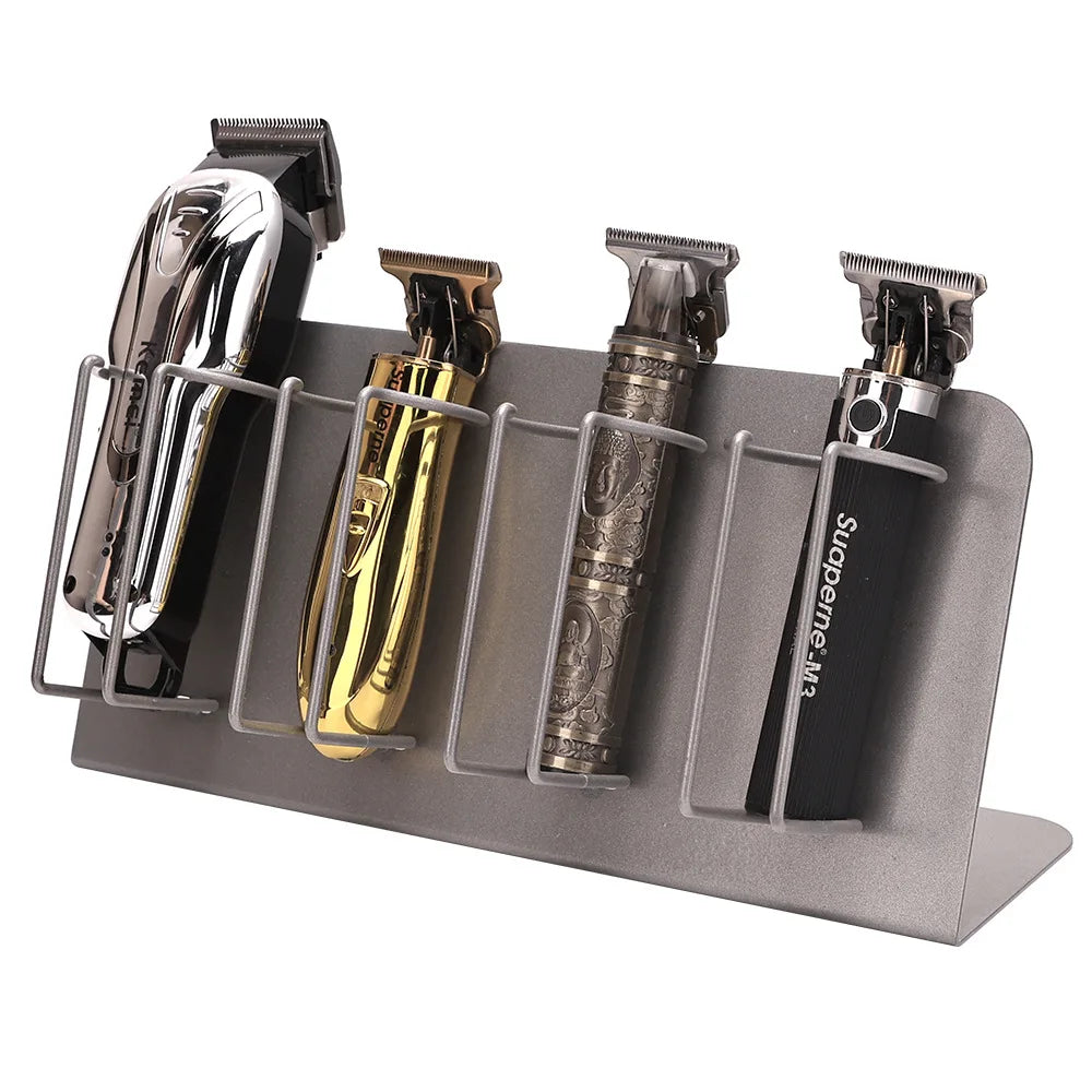 4-Slot Steel Hair Clipper Storage Rack | Salon Tool Holder