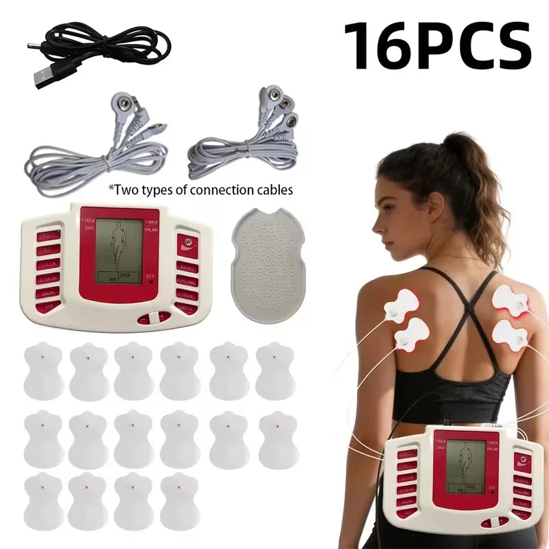 Dual-Channel Muscle Stimulator | 16 Electrodes, 30 Modes