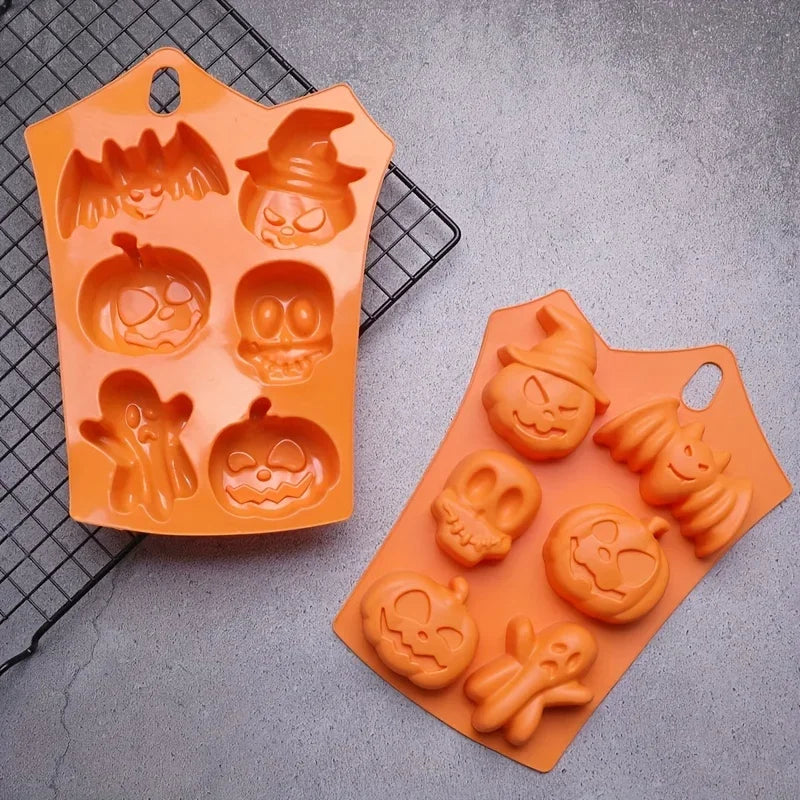 KEMORELA Halloween Silicone Mold – Skull, Pumpkin, Bat & Ghost
