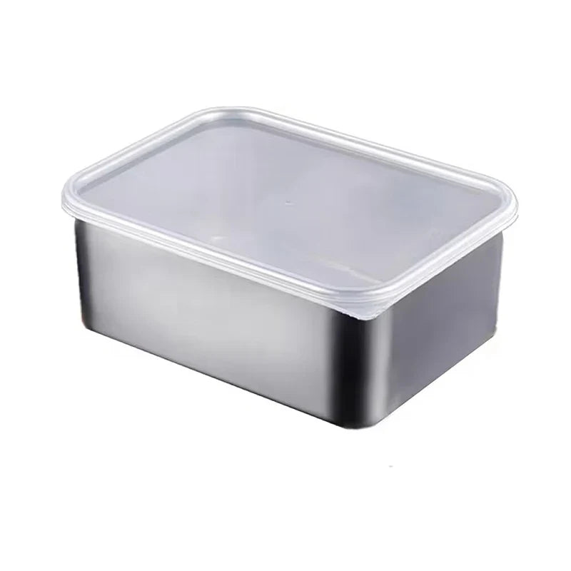 Stainless Steel Refrigerator Food Storage Box Plastic Lid Prepare