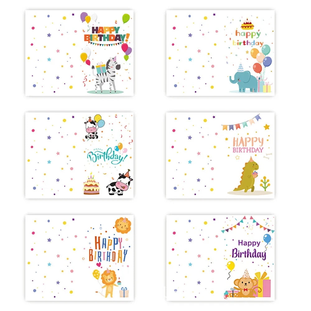 6 cards+6 Envelopes Birthday Greeting Cards English Blessings Small