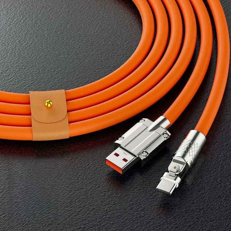 120W 6A 180° Rotating USB-C Fast Charge Gaming Cable – Silicone