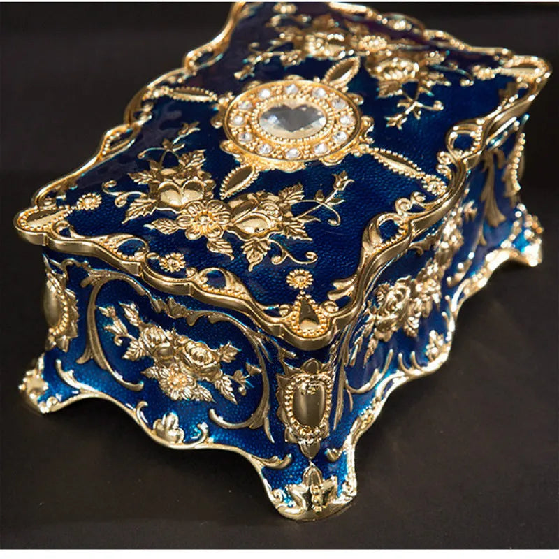European Retro Metal Jewelry Box – Ring & Necklace Storage
