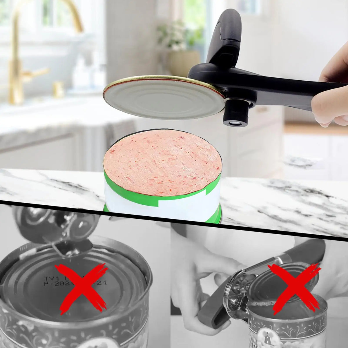 4-in-1 Manual Can Opener with Anti-Slip Ergonomic Handle