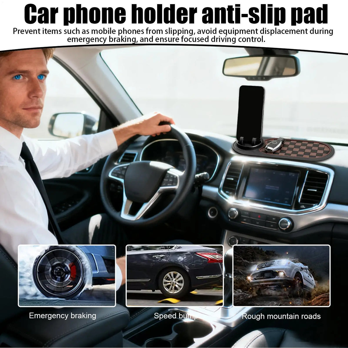 Anti-Slip Car Dashboard Organizer Mat with Parking Number Pad