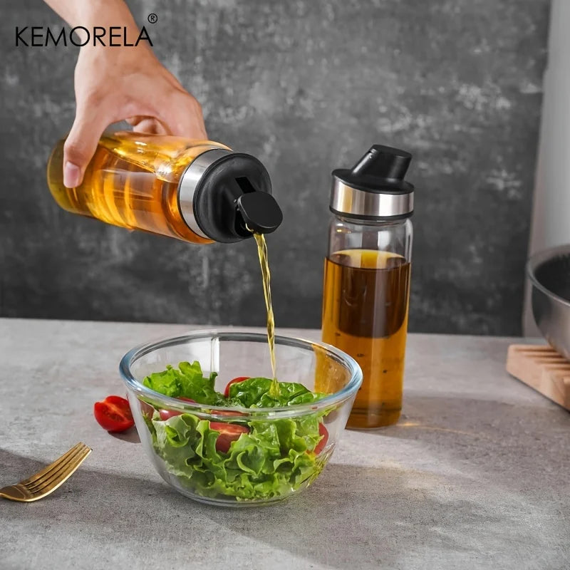 KEMORELA Glass Oil Dispenser Bottle – Drip-Free Auto Seal