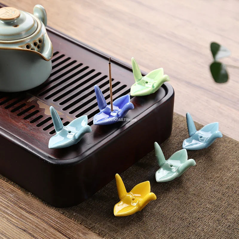 Paper Crane Ceramic Incense Stick Holder & Burner | Home Decor