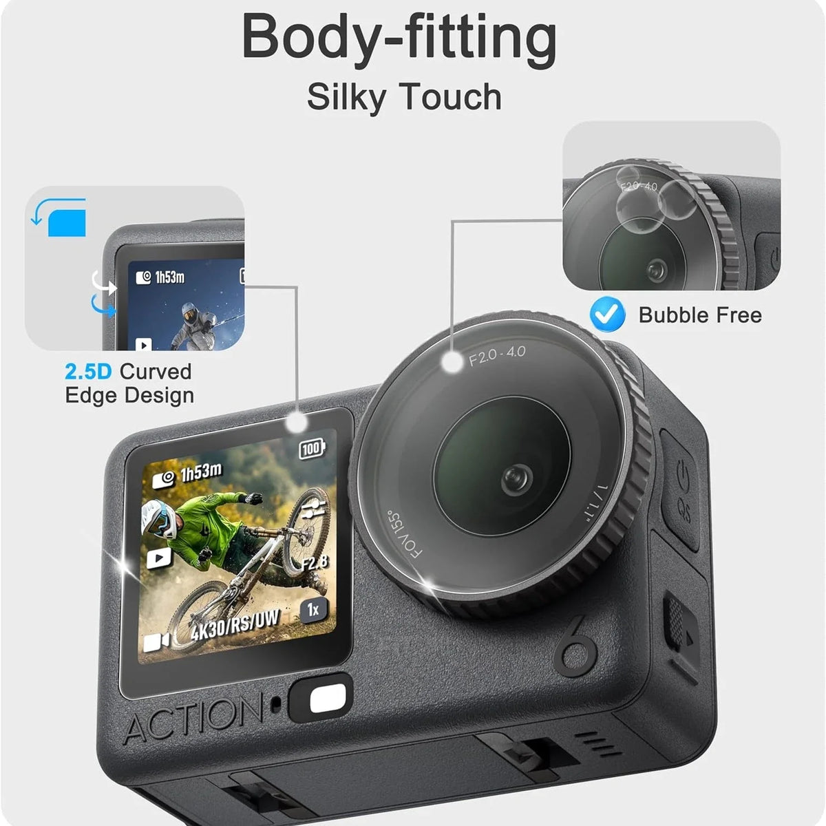 VeFly 9H Tempered Glass Screen Protector – DJI Osmo Action 6