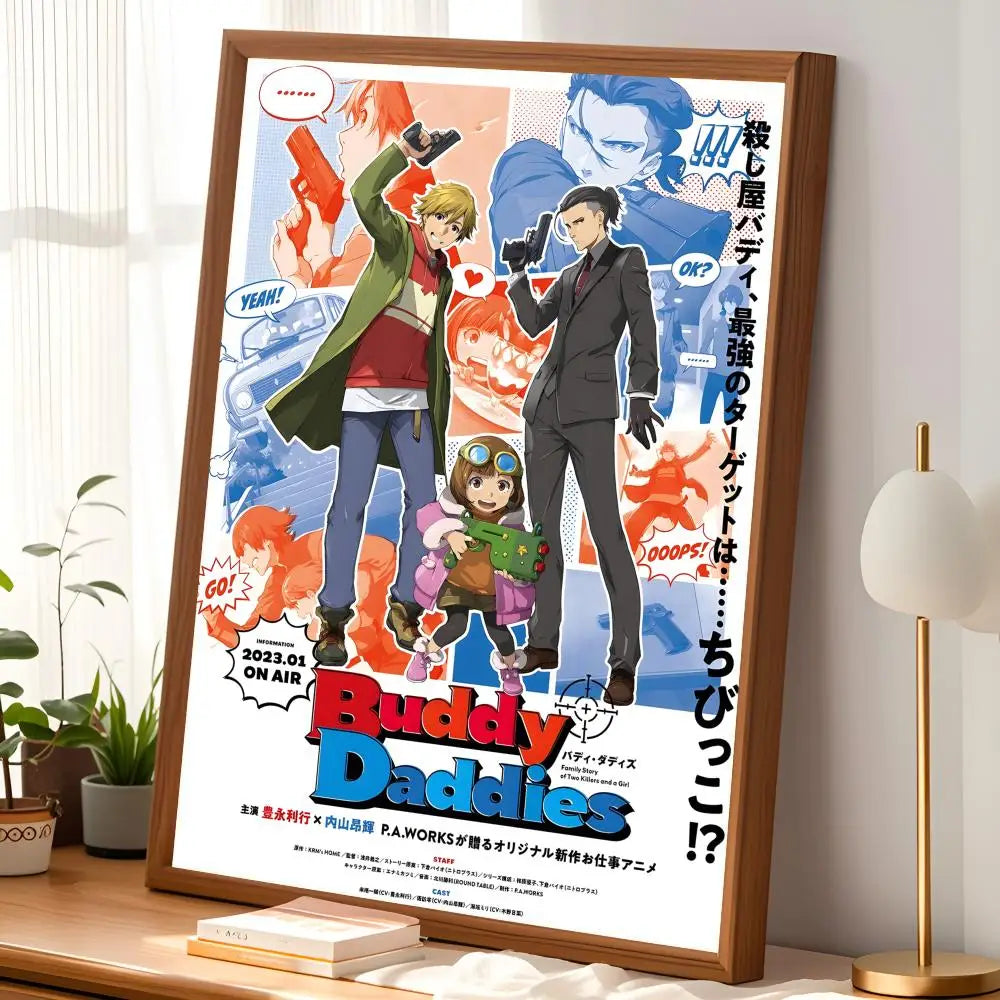 Buddy Daddies Anime Poster – Self-Stick Waterproof Wall Art
