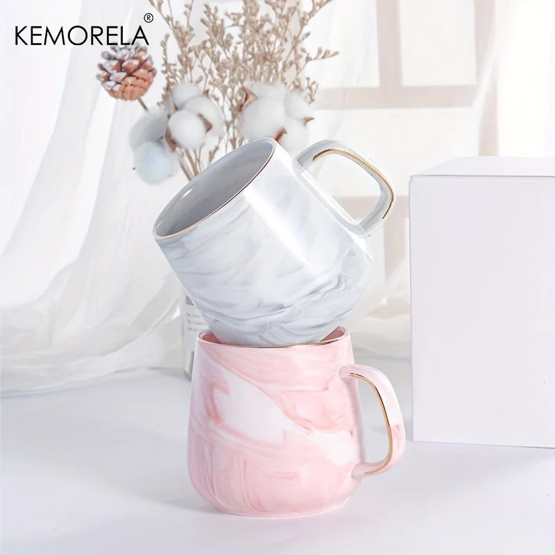 KEMORELA 400ml Gold-Rimmed Ceramic Coffee Mug | Gift Idea