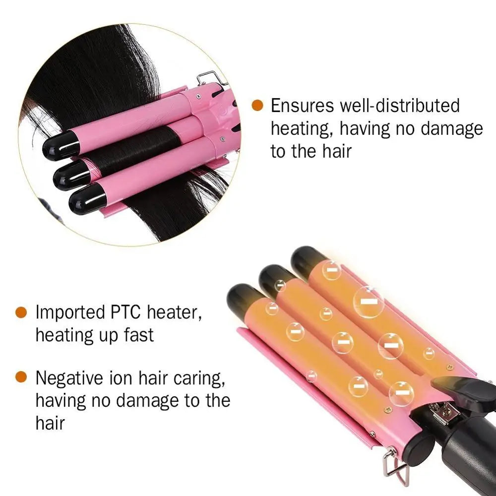 PTC 3-Barrel Curling Iron Wand | Professional Hair Crimper