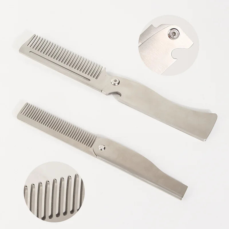 Men's Retro Folding Stainless Steel Comb – Portable Styling