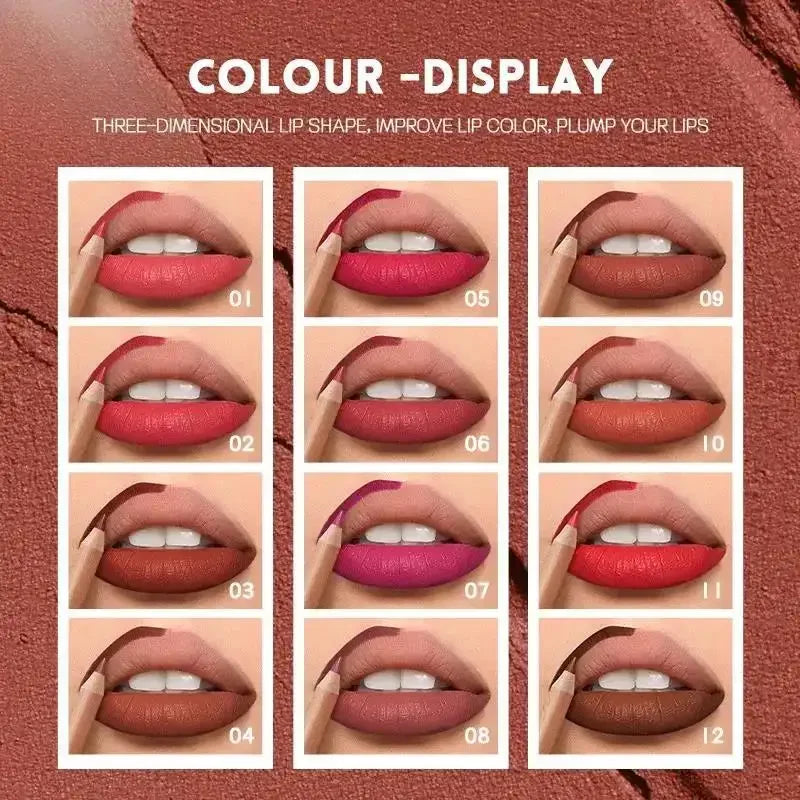 Eldridge Matte Lip Liner Set – 12 Waterproof Pencils