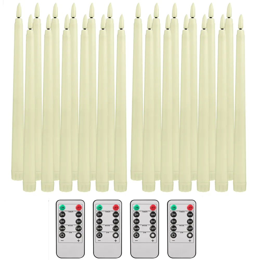 LED Flameless Taper Candles 11" Flickering | Remote & Timer