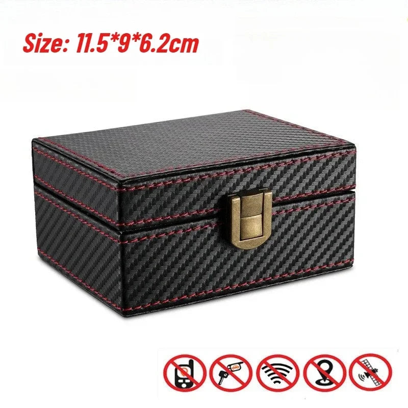 Faraday Box RFID Signal Blocker | Leather Car Key Security Box