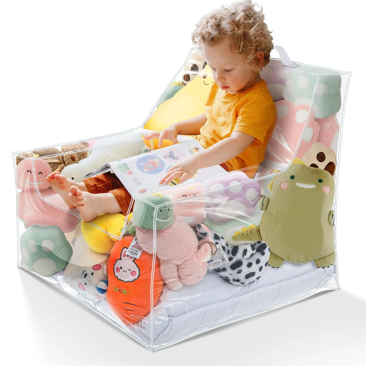 Kids Storage Stool Chair 2in1 Thickened PVC Toy Organizer Bag