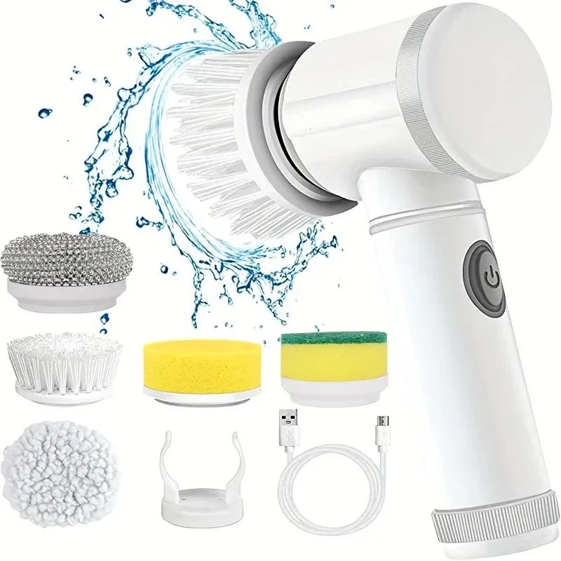 5-in-1 Electric Spin Scrubber with 5 Heads | Bathroom Cleaner