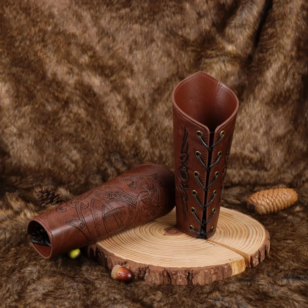 Medieval Armor Men Cosplay Armguard Arm Bracers Lace-up Viking Pirate
