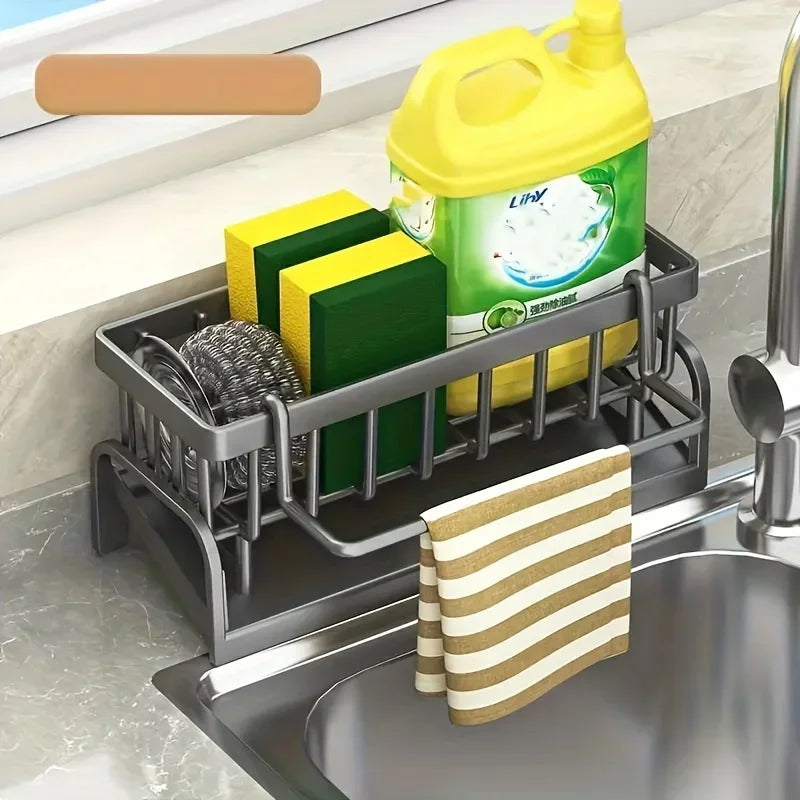 Sponge Holder Kitchen Sink Plastic Auto Draining Organizer Caddy