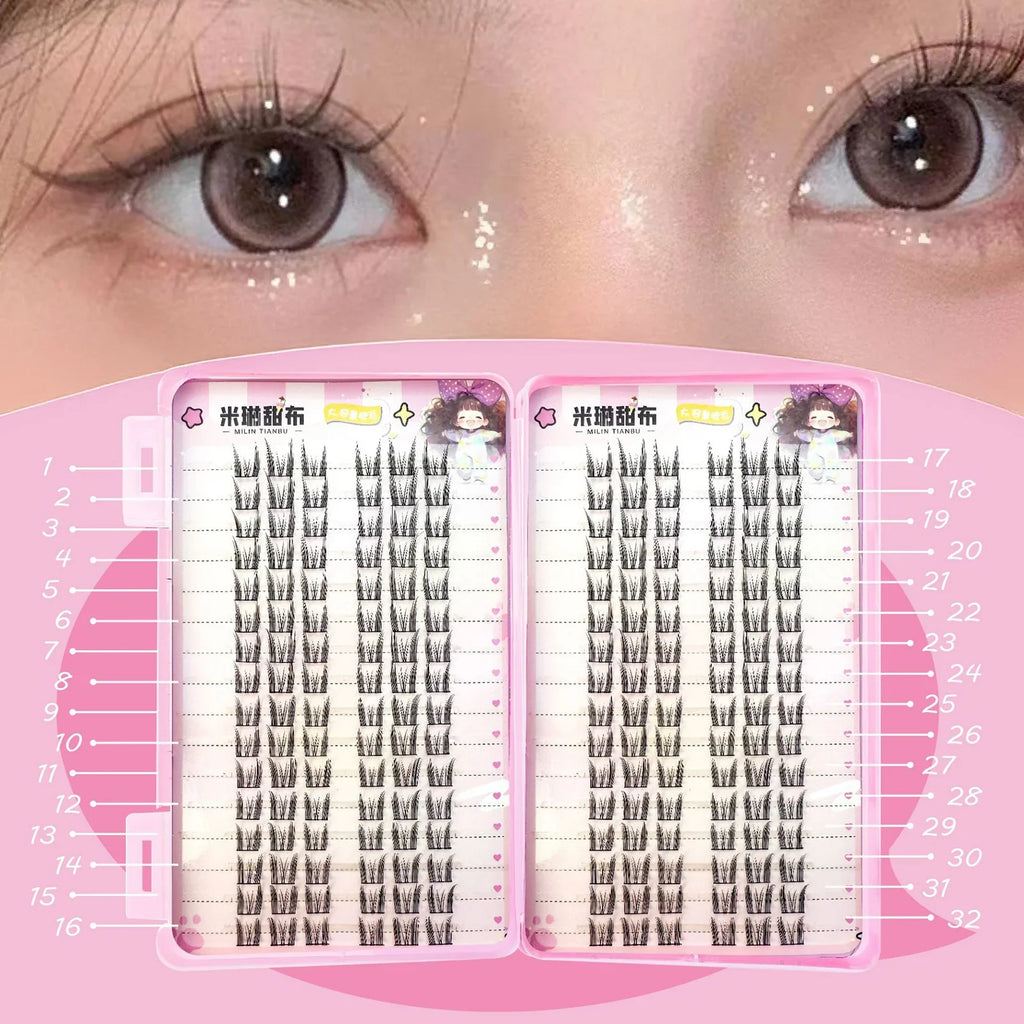 32-Row Fluffy Fairy Cluster False Lashes | Anime Cosplay Eye Makeup