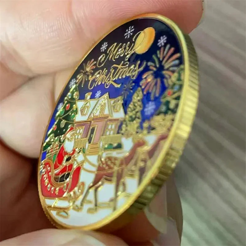 Merry Christmas Gold Metal Commemorative Coin | Holiday Gift