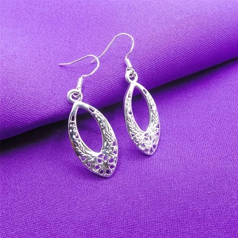 Huitan Hollow Flower Dangle Earrings – Elegant Women's Jewelry