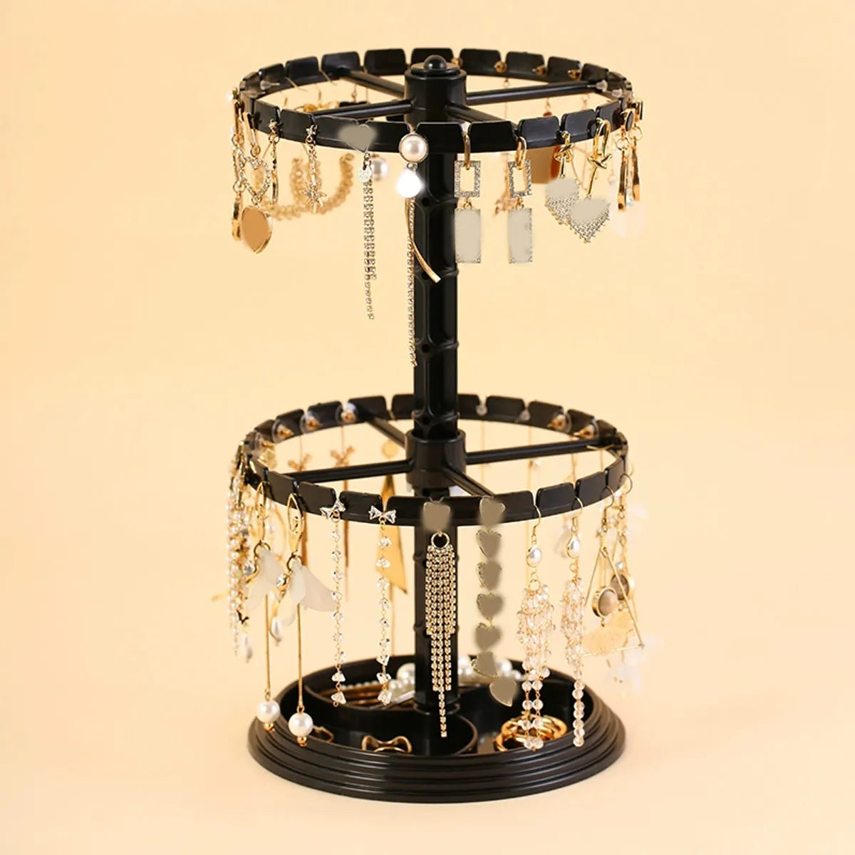 Double Layered Rotating Jewelry Rack Transparent Tree Shaped Display