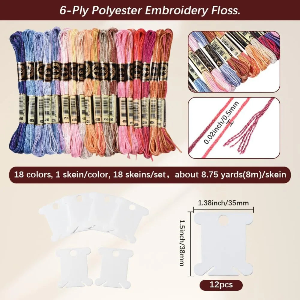 18 Skeins Variegated Embroidery Floss – Gradient Cross Stitch Thread