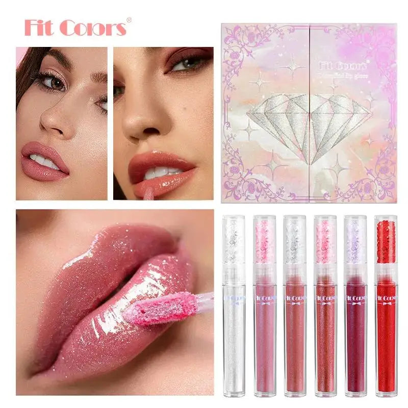 Fit Colors Diamond Lip Oil Gloss Set – 6 Shades Gift Box