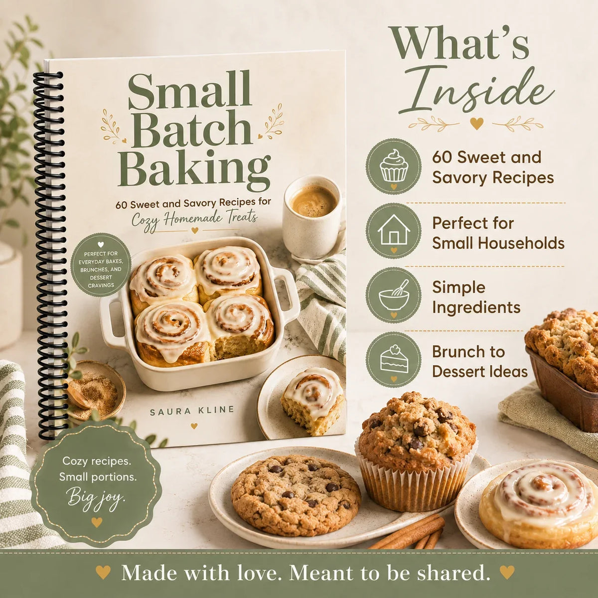 Small Batch Baking Recipe Book A5 Spiral Cookbook 60 Sweet Savory