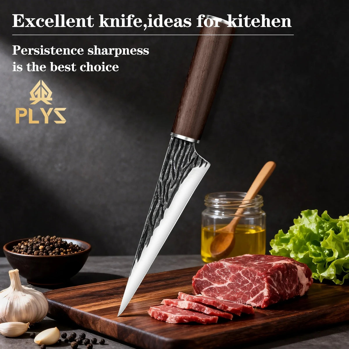 PLYS Forged Stainless Steel Boning & Slicing Knife – Wood Handle