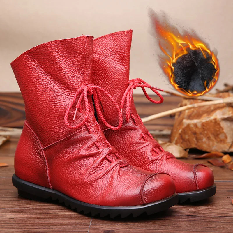 Retro Women's Mid-Calf Winter Boots – Zipper Thermal Boots