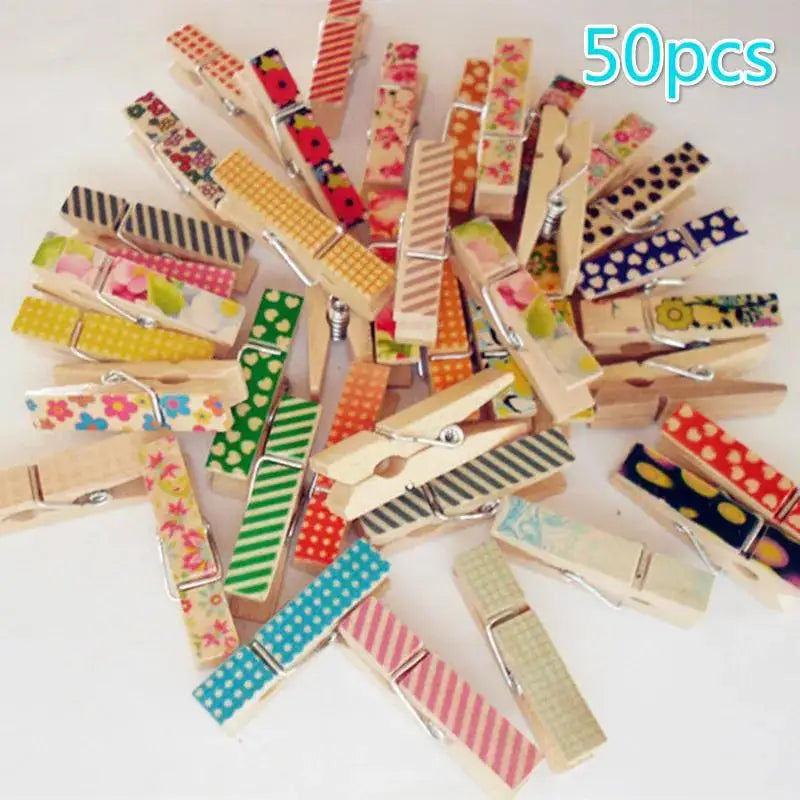 50-Pack Natural Wooden Mini Clips – Craft & Photo Clothespins