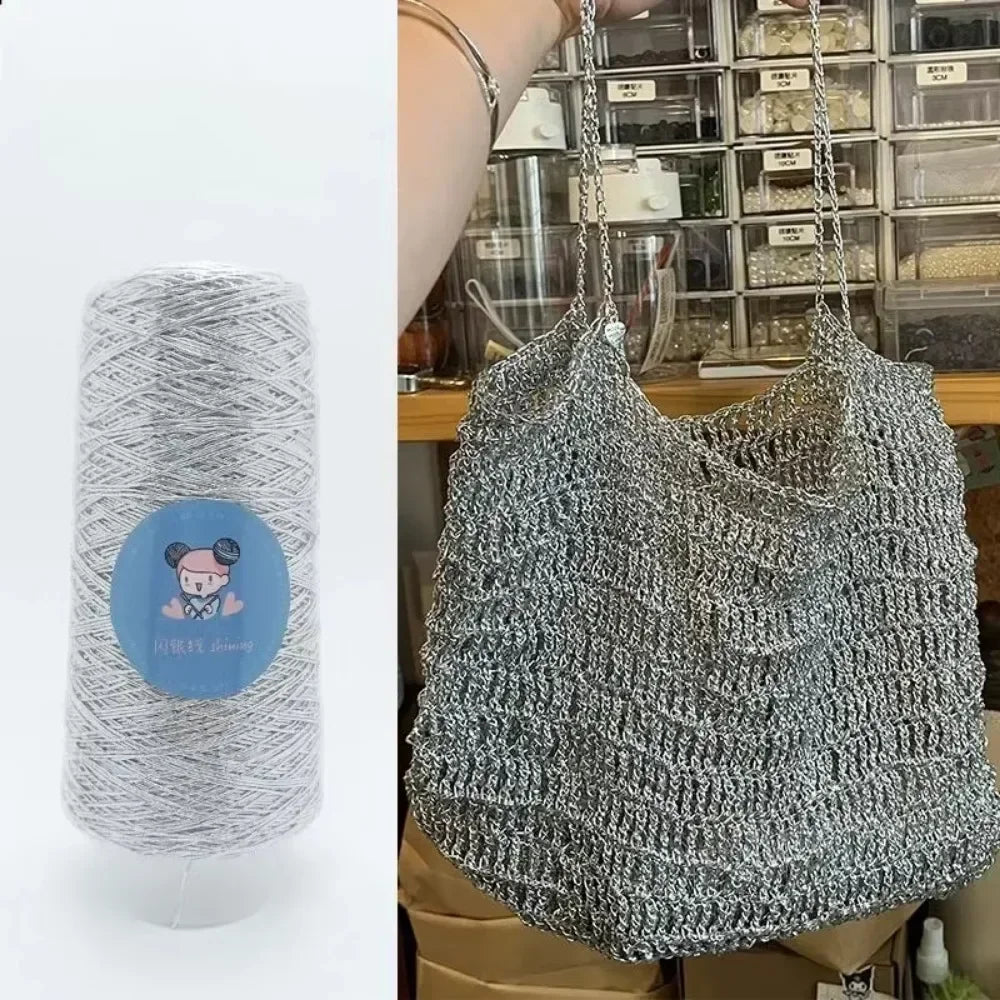 Silver Handmade Crochet Yarn Popular Woven Flash Core Wire Ball Small