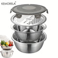 KEMORELA 4-in-1 Stainless Steel Rice Washer Colander & Grater
