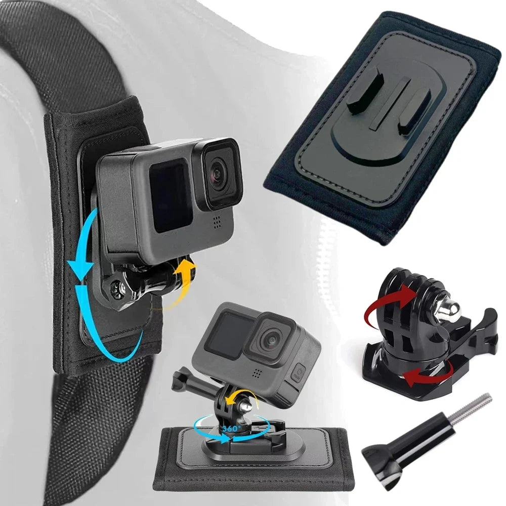 360° Backpack Shoulder Strap Mount for GoPro & Action Cameras