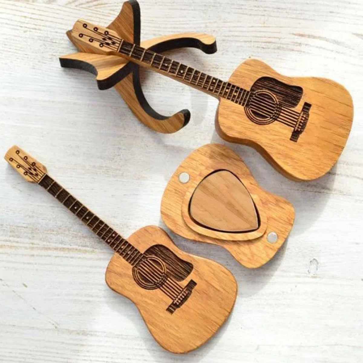 Personalized Wooden Guitar Pick Box Standard Engraved Picks Lovers