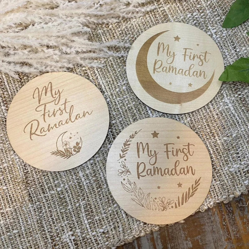Islamic Baby Milestone Wooden Signs | Eid & Ramadan Gift Set 3pcs